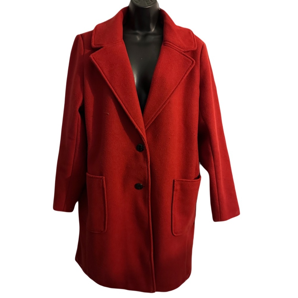 Old Navy Large red buttoned winter pea coat w collar